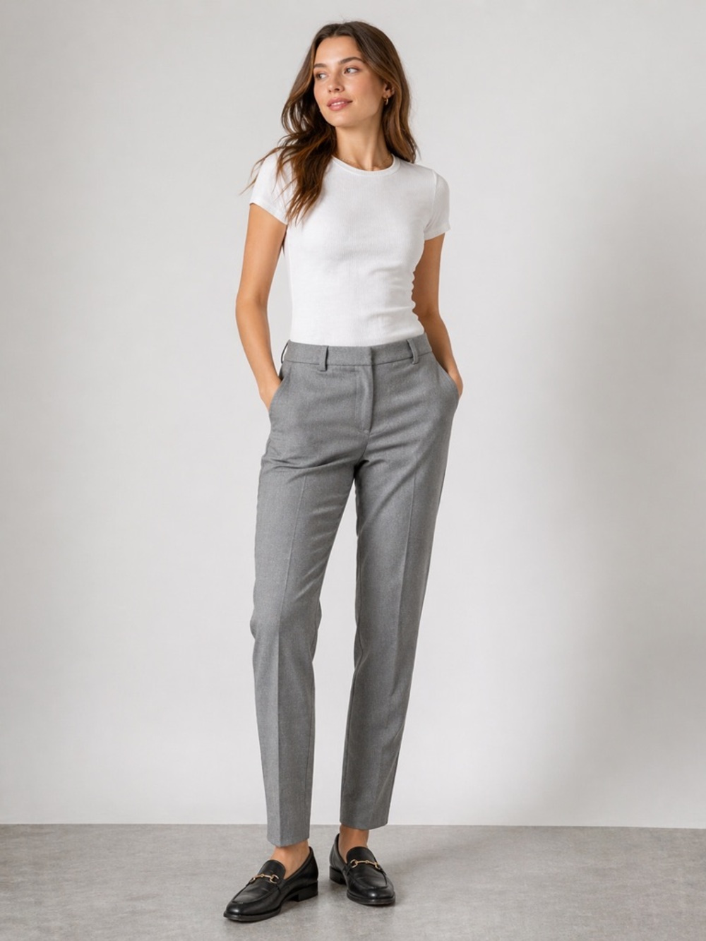 JCrew Ruby Full Length Pant Size 8 Grey Stretch Twill Slim Trouser